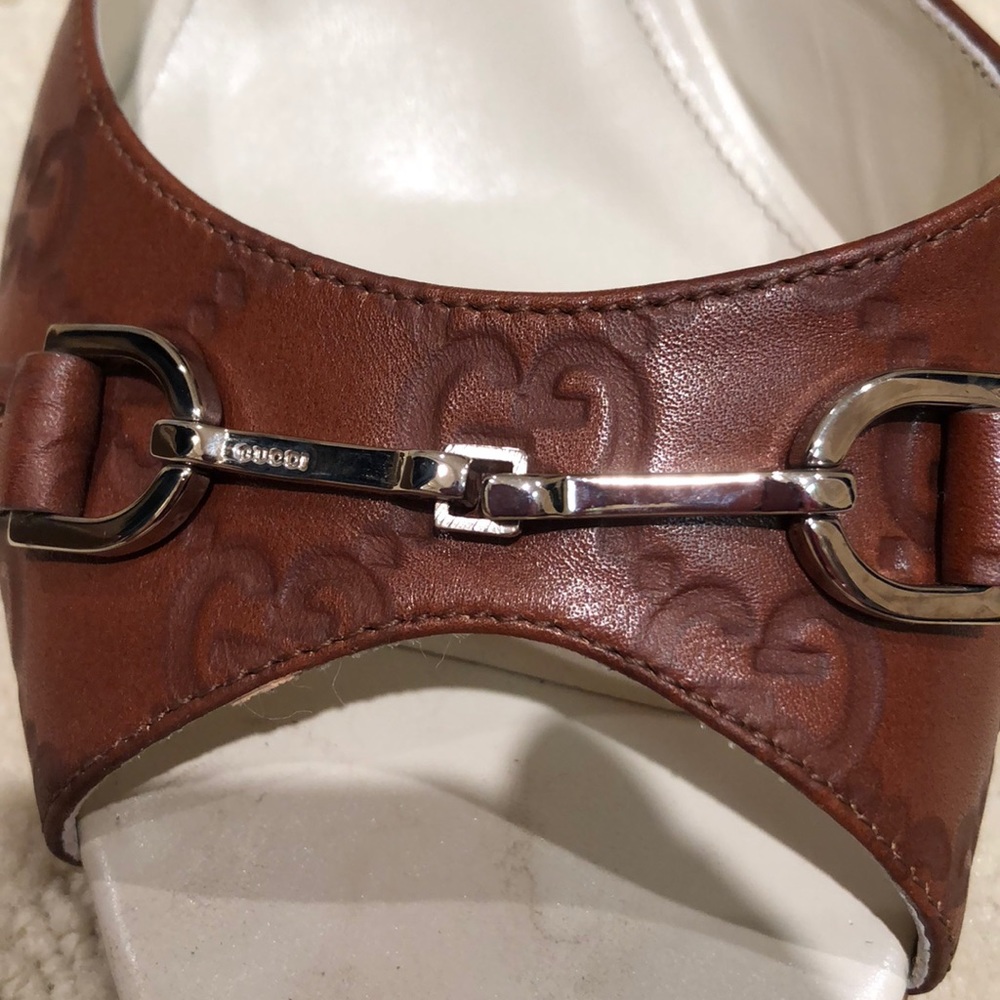 GUCCI peeptoe Guccissima mule w/ horse bit detail - Picture 8 of 10